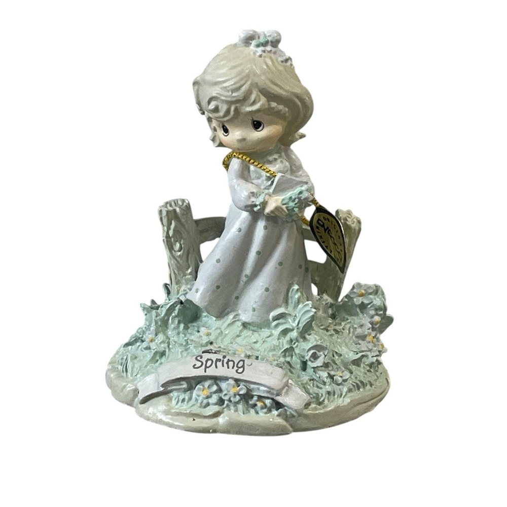 Precious Moments Figurine 1991 Enesco‎ Girl In Dress Fence Collectible